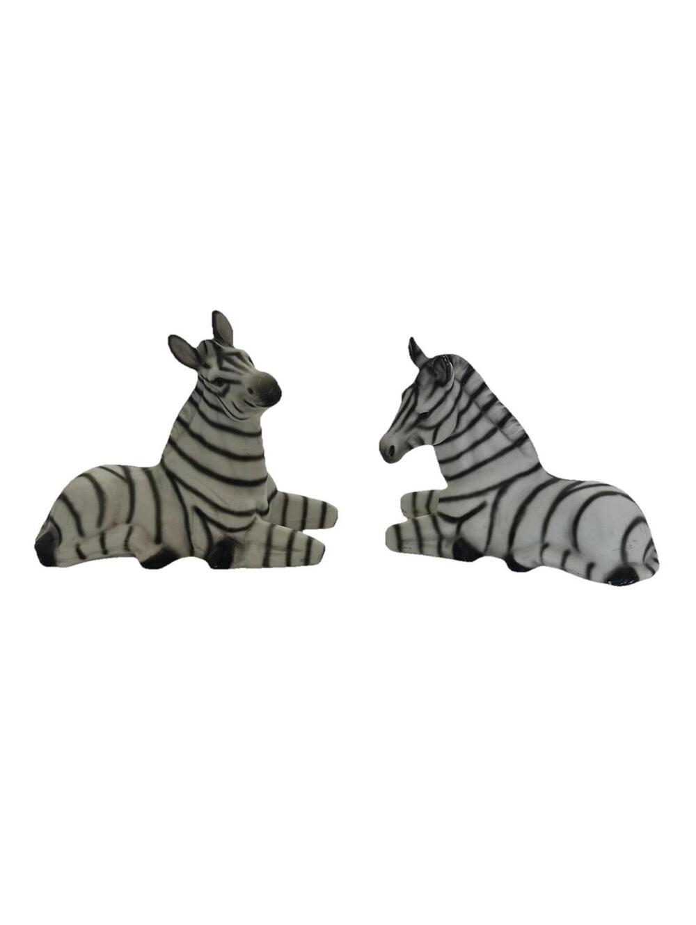 Set Of House of Global Art Vintage Hand Painted Zebras Animal Figurine Japan